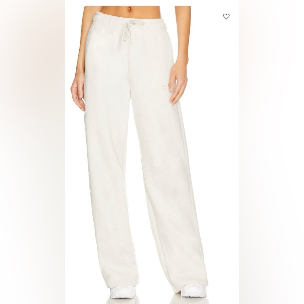 Nike NSW plush Sherpa sweatpants ivory white womens small straight leg